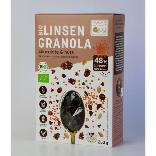 peas of joy Bio Linsen-Granola chocolate & nuts Müsli aus Linsen